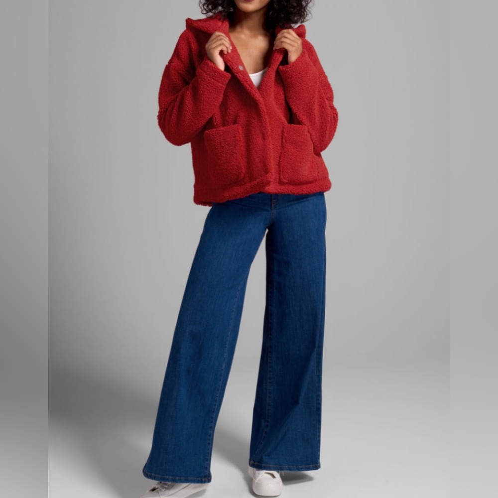 NWOT MODCLOTH Plush On You Teddy Jacket Red XL